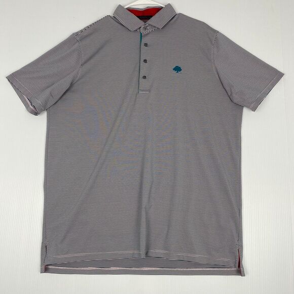 Greyson Mens Polo Golf Shirt Size XL Green Striped Wolf ‎ Logo Stretch Lightweig - Picture 2 of 16